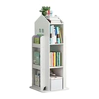 Neo House Shaped 360° Rotating Kids' Children's Freestanding Bookshelf Bookcase 10 Shelf Shelve Space\u2011Saving Design (White)