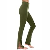 XUNRYAN Mens Yoga Pants Womens Pockets Sweatpants Bootcut Flare Workout Leggings High Waisted Gym Sportswear Fashion Trousers Army Green