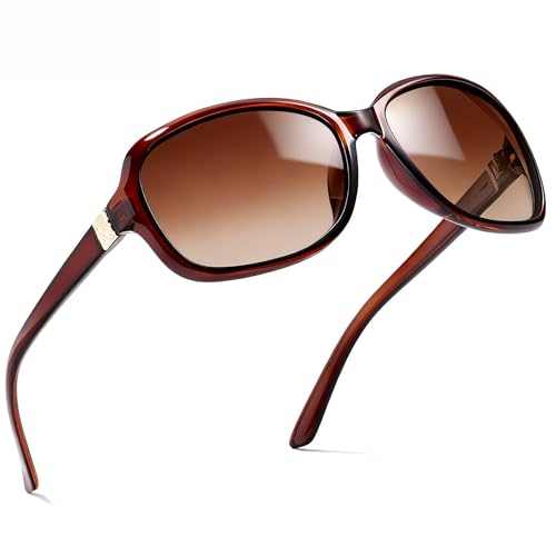 Image of SIPHEW Women's Polarized Sunglasses w UV400 Protection,Classic Sun Glasses | Vintage Sunnies,Wraparound Shade,Lightweight & Comfortable,Big Sunnies eyewear,Driving,Outdoors