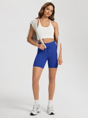 Image of ODODOS Women's Drawstring Tie Shorts 5 inch Inseam High Waist Workout Yoga Biker Shorts