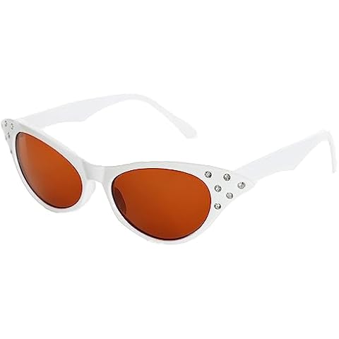 Ladies White Cat-Eye Sunglasses with Diamante Cover