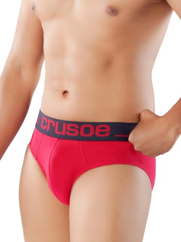 Image of CRUSOE Men's Antimicrobial Super Combed Cotton Fashion Brief - Pack of 2 | Breathable, Soft Stretch Fit Underwear | Tag-Free, Odor Control Innerwear