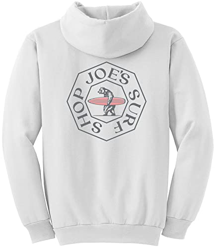 JOES SURF SHOP Men's Walking Bear Logo Pullover Hoodie-L-White/p