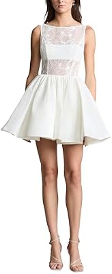 AMUR Women's Lainey Boat Neck Mini Dress, White, 10