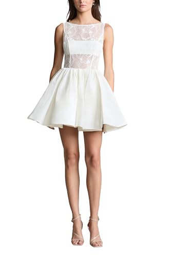 AMUR Women's Lainey Boat Neck Mini Dress, White, 10