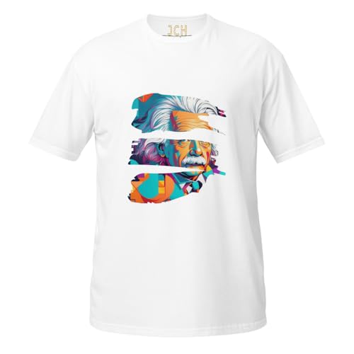 T-shirt Einstein JCH blanc taille M unisexe en coton confortable