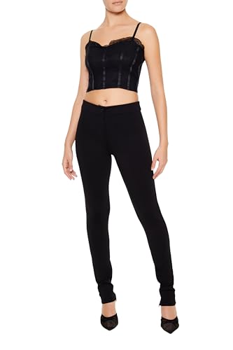 Legging taille haute avec ourlet zippé Forever 21 pour femme en coton noir