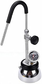 Milk Frother and Steamer, Automatic Stainless Steel 2 Bar Warm Foam Maker Machine with 3 Hole Nozzle Air Pressure Gauge 300ml Capacity Mini Mokas Pot for Induction Cooktop