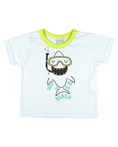 Conjunto Bebê Menino Meia Malha e Molicotton Estampado Tubarão Take Me To The Beach - Cinza GG