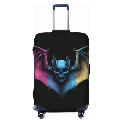 Gothic Skull Face Bat Elastic Travel Luggage Covers Dustproof Scratch-Resistant Suitcase Protector Fit 22-24 Inch