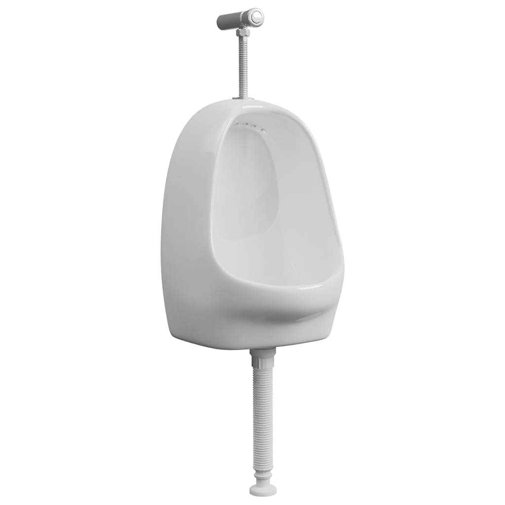 Vidaxl White Ceramic Wall Hung Urinal With Flush Valve - Streamlined Design, Easy Installation