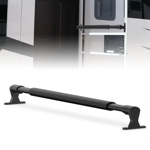 ULITECO RV Screen Door Handle Grab Bar 19.9 to 32.3 Adjustable Aluminum Camper Screen Door Crossbar Sturdy Non-Slip Grip Ergonomic Universal Fit for Motorhome Camper Travel Trailer (Black)