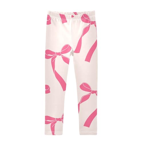 Ribbon Bows Girls Leggings,Workout Leggings for Girls Toddler Athletic Legging Size for 3-10T
