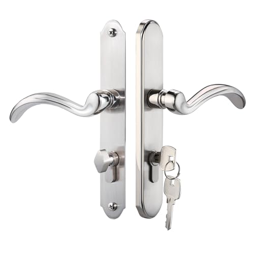 MaxxGeek Storm Door Handle Accessory Set fit Pella Storm Door Handle Replacement Part with Key and Lock Cylinder Mortise Lock Not Included (Brushed Nickel)