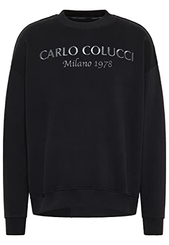 Carlo Colucci Oversize Sweatshirt mit Stickerei, De Biasi, Schwarz, M