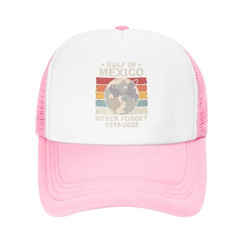 Gulf of Mexico Trucker Hat Mexican Stay Salty and Resist Baseball Cap Mesh Back Adjustable Hats for Kids - Pink
