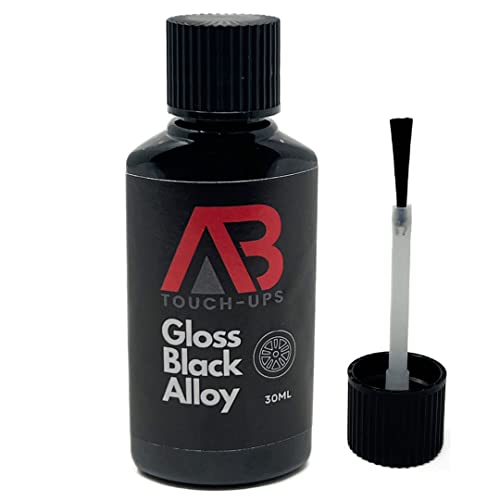 AB TOUCH-UPS Gloss Black Alloy Wheel Touch Up Paint Bottle 30ml With Brush Scratch Curbing Etc No Lacquer Required