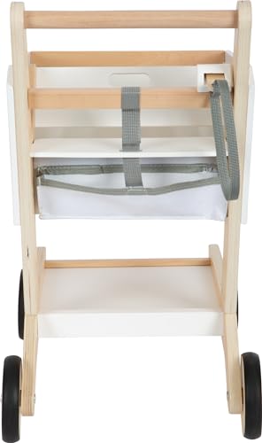 Small Foot Wooden Shopping Trolley fresh, play store and supermarket accessory, role-play toy for ages 3+ years, 12403, White - Image 3