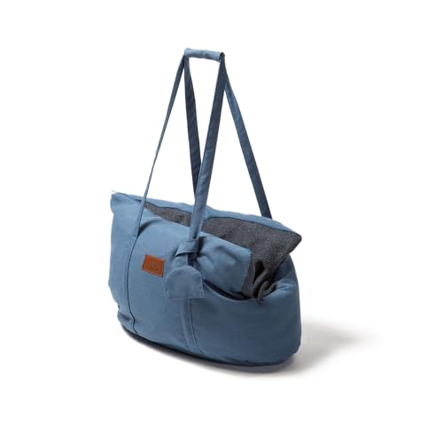 Caleffi - Trasportino Gatto e Cane 43x30x23 Trasportino per Cani e Gatti Morbido Imbottito con Esterno Resistente Poliestere Riciclato, Borsa per Cani e Pet Pratica Sfoderabile, Zip, Maniglie a Spalla