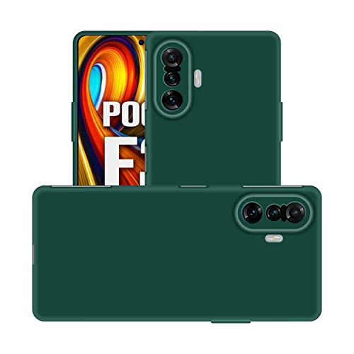Image of Case Creation Liquid TPU Silicone Cover for Poco F3 GT Soft Case,Anti-Dirty Slim Case Frosted Matte Cute Candy TPU Raised Bezel (Splash of Color) Back Case Cover for Poco F3 GT -Lake Green