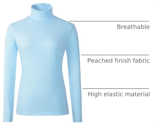 Image of Women's Soft Cotton Turtleneck Top Basic Pullover Sweater