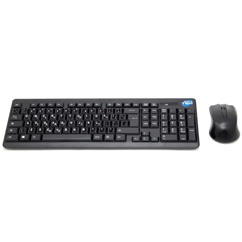 Teclado inalámbrico QWERTY griego Simpletek negro para escribir sin configurar