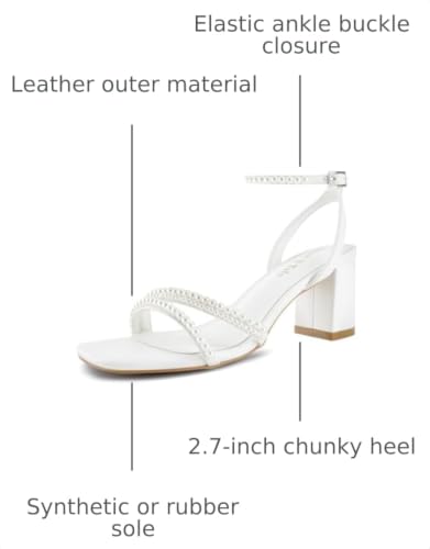 Image of Shoe'N Tale Strappy Heels for Women Square Toe Chunky Block Heels Ankle Buckle Heeled Sandals