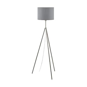 EGLO Staande lamp Scigliati incl. lamp, 1 lamp staande lamp modern, staande lamp van staal en textiel, woonkamerlamp in mat nikkel, grijs en zilver, lamp met trapschakelaar, E27 fitting
