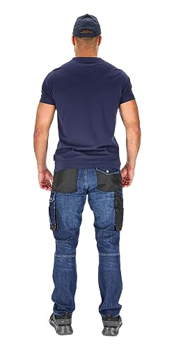 Lahti PRO Herren Jeans Cargo Herren-Arbeitshose Shorts | Größe: 2XL | Farbe: Blau | Arbeitshose für Männer | Stretch Arbeitshosen | Hose aus Baumwolle | EN ISO 13688 | mit Werkzeug-Taschen