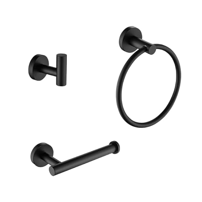 Organize Your Space with 3-Piece Bathroom Hardware Set, Modern Design, Rust-Resistant Stainless Steel, Matte Black