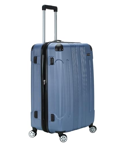 Image of Rockland London Hardside Expandable Spinner Wheel Luggage, Blue, Checked-Large 28-Inch