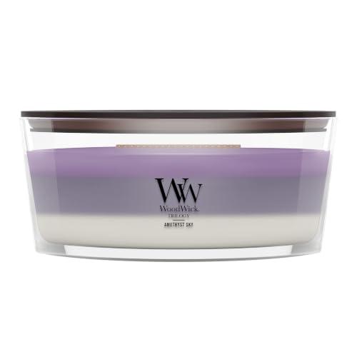 WoodWick Amethyst & Amber Gifts for Women and Men, 16 oz Ellipse Trilogy Candle with...