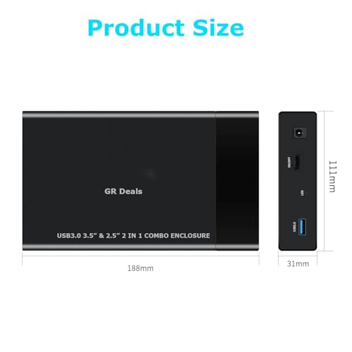 Image of USB 3.0 2 in 1 External Hard Drive Casing for 2.5″ & 3.5″ Sata Hard Drives Dual 2.5 inch and 3.5 inch HDD Enclosure. (USB 3.0 Enclosure CASE) 2in1 Combo Fastest with 5 GBPS Black.