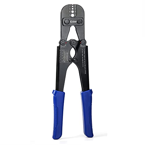 iCrimp Heavy Duty Stainless Steel Wire Rope Crimping Tool, Hand Swager for Copper and Aluminum Oval Sleeves, Compatible with Stop Sleeves from 1.2mm to 3.5mm Wire Rope
