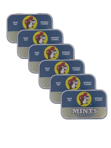 Buc-ee's Gluten Free & Sugar Free Mints - 50 mints Tin Can, Pack of 6 (Peppermint)