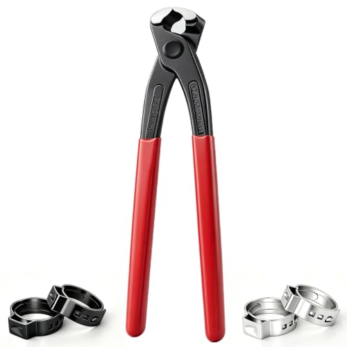 Image of Ear Clamp Pliers 10 Inch Hose Clamp Crimping Tool Carbon Steel Pinch Clamp Pliers Install Remove Clamp Nail Puller Tool for repairing pipes, fuel lines
