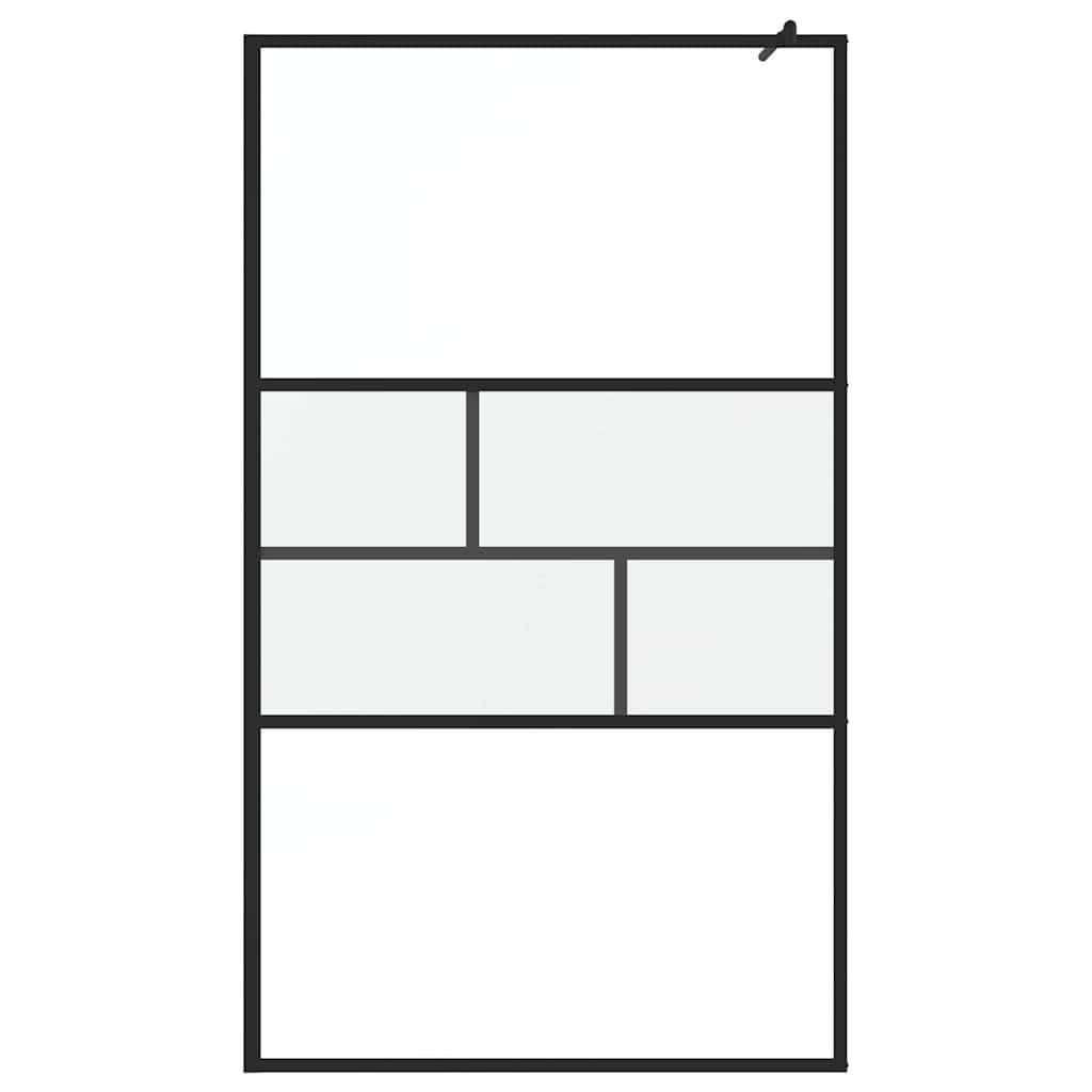 Ścianka prysznicowa Walk-in, czarna, 115 x 195 x 0,5 cm, szkło ESG i aluminium, ścianka prysznicowa jako ochrona przed pryskaniem, ścianka działowa do łazienki, chodzenie w ścianie bocznej z