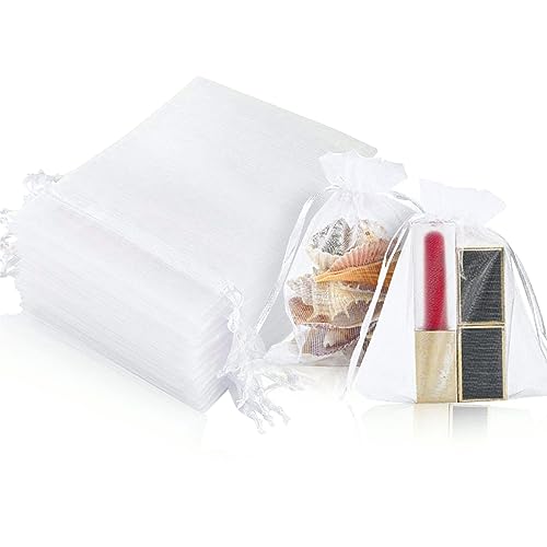100 PCS Organza Bags Small, 7 X 9cm Wedding Favour Bags, Small Jewellery Bags and Pouches, Drawstring Candy Bags for Party, Christmas, Birthday, Anniversary