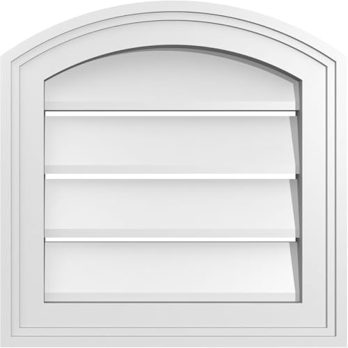 Ekena Millwork GVPAR16X1602SF Arch Top Surface Mount PVC Gable Vent, 16"W x 16"H, Factory Primed White