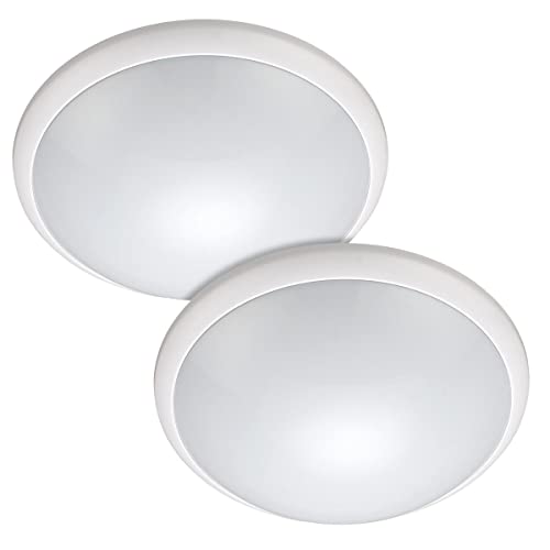 Arum LIGHTING - Lot de 2 Hublots Plafonniers Extérieurs et Intérieurs, Culot E27 (Max 60W), Détecteur de Mouvement HF Intégré, Étanche IP44, Diamètre...