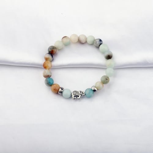 Image of FUSTMW Elephant Gifts Bracelet Friendship Gifts Elephant Charm Natural Stone Bracelet Inspirational Gifts