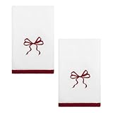 Avanti Linens - Fingertip Towels, Soft & Absorbent Cotton Velour, Holiday Bathroom Essentials, Set of 2 (Christmas Bows)