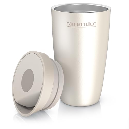 arendo Tasse à café isotherme, Mug Isotherme Cafe 350ml, avec couvercle, Acier Inoxydable 304, Tasse de Voiture 100% étanche, Mug thermos Mug de Voyage pour...