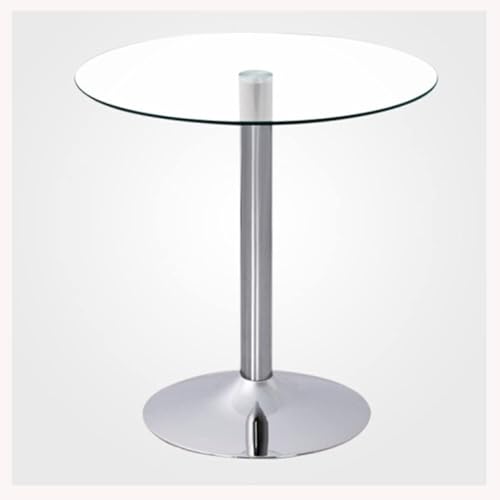 Mesa de comedor redonda con pedestal de cristal, base cromada moderna para cocina, desayuno, bistró