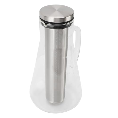 POCREATION 304 Stainless Steel Filter Cold Brew Coffee Maker Jar, Mason Jar Pitcher with Spout Handle Lid for Office, Tea House, Suitable for Extreme Temperatures 1600ML Capacity