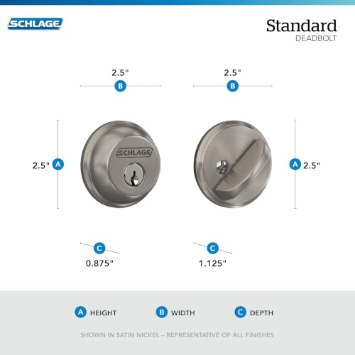 Schlage Single Cylinder Front Door Deadbolt, Satin Nickel - image 3