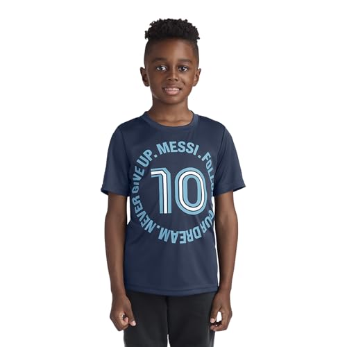 Image of Messi Boys' Lifestyle Short Sleeve Top, Loose-Fit Shirt with Logo, Comfortable, All-Day Wear