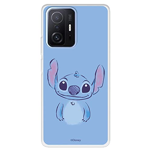 Custodia per Xiaomi 11T - Xiaomi 11T Pro ufficiale di Lilo & Stitch Stitch Blu trasparente per proteggere il tuo cellulare. Cover per Xiaomi in silicone flessibile con licenza ufficiale Disney