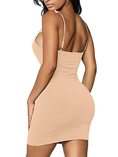 Image of LCNBA Sexy Spaghetti Strap Tank Dress Basic Backless Bodycon Club Party Mini Dress