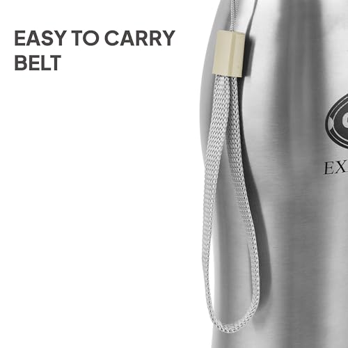 Image of CELLO Brizz 1000 Exe-Steel Stainless Steel Water Bottle 1000 ml, Silver | ISI Certified, Single Walled, Leakproof Steel Bottle | Rust & Stain Proof, Easy to Carry Loop Dishwasher Fridge Water Bottle